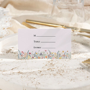 Tarjeta De Asiento Entree plegado, simple Boda de lavanda de flores s