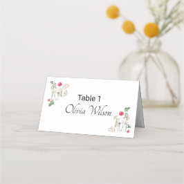 Tarjeta De Asiento Equestrian Pink Floral Wedding Place Card