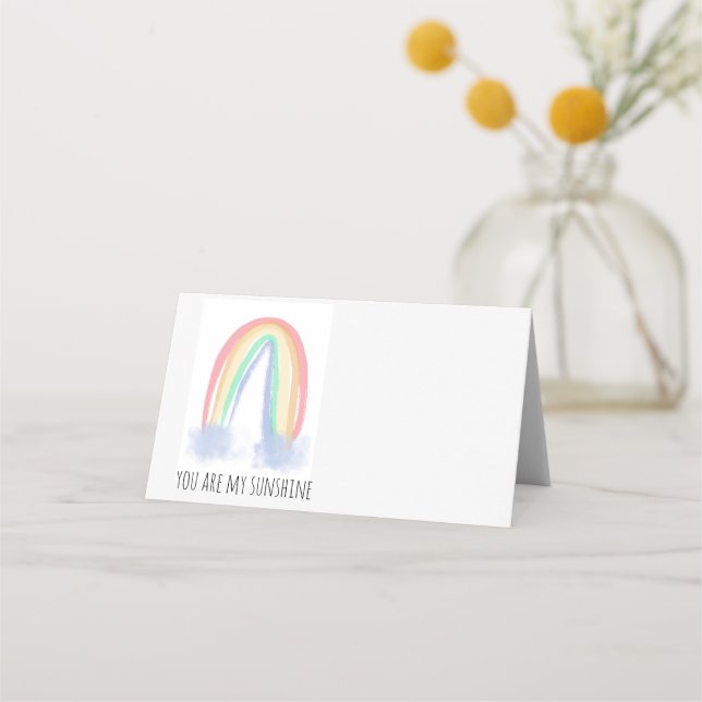Tarjeta De Asiento Eres mi sol acuarela pintada arcoíris   (Anverso)