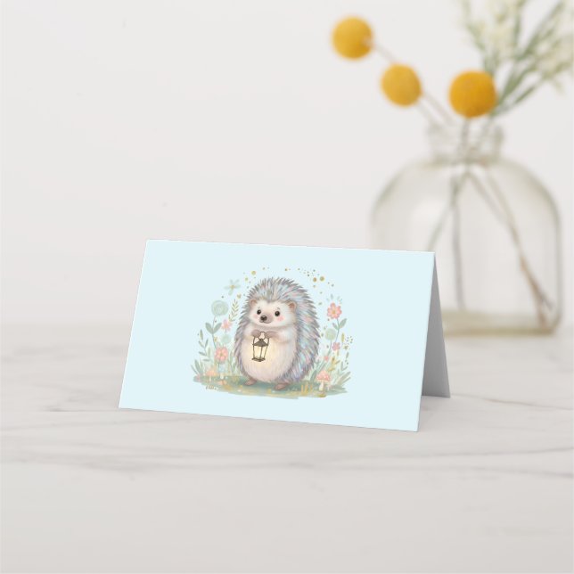 Tarjeta De Asiento Erizo Adorable con Linterna (Anverso)