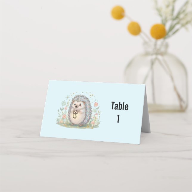 Tarjeta De Asiento Erizo Adorable con Linterna (Anverso)
