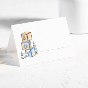 Tarjeta De Asiento Es un niño juguete de Boho Azul