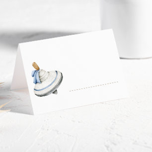 Tarjeta De Asiento Es un niño juguete de Boho Azul