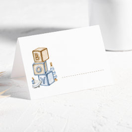 Tarjeta De Asiento Es un niño juguete de Boho Azul