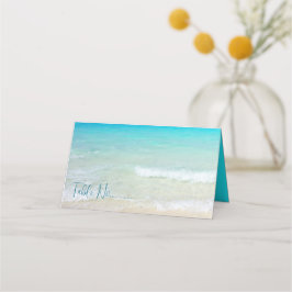 Tarjeta De Asiento Escena de playa tropical agua turquesa