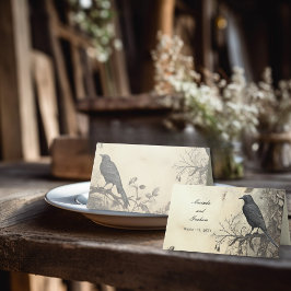 Tarjeta De Asiento Escenas Gothic Moody Crema vintage y negro