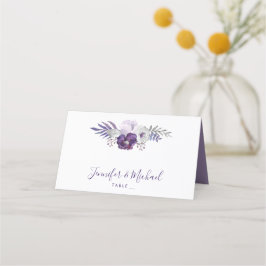 Tarjeta De Asiento Escolta de mesa de Boda floral morado y plateado 2