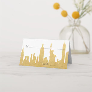 Tarjeta De Asiento Escolta de oro de Nueva York Skyline Silhouette
