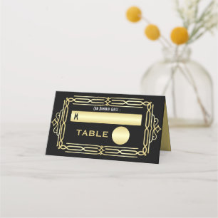 Tarjeta De Asiento Escort Art Deco Boda Gold Black Elegant