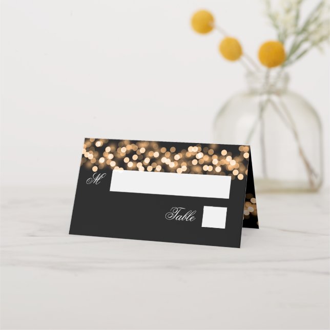 Tarjeta De Asiento Escort Card Boda Gold Hollywood Glam (Anverso)