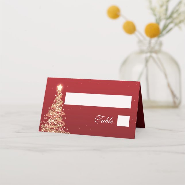 Tarjeta De Asiento Escort Card Elegant Navidades Boda Red (Anverso)