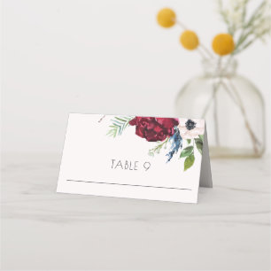Tarjeta De Asiento Escort de Boda Rubor, Marina, Azul y Borgoña