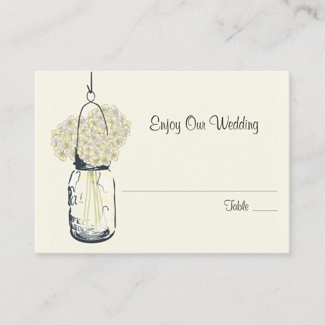 Tarjeta de asiento Escort Hydrangea & Mason Jar (Anverso)
