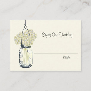 Tarjeta de asiento Escort Hydrangea & Mason Jar