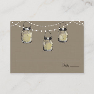 Tarjeta de asiento Escort Mason Jar String de luce