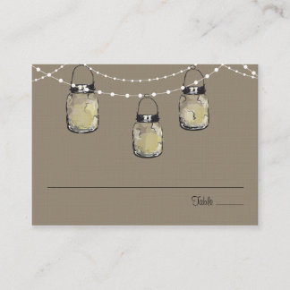 Tarjeta de asiento Escort Mason Jar String de luce
