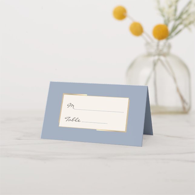 Tarjeta De Asiento Escort simple de Boda azul turbio (Anverso)