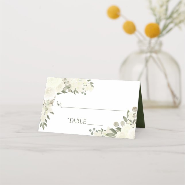 Tarjeta De Asiento Escritura De Boho Floral Elegante Boda De Marfil (Anverso)