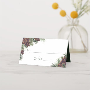 Tarjeta De Asiento Escritura de Pinecones Rústicos Elegantes de Boda