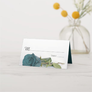 Tarjeta De Asiento Escritura elegante de Rosa de Aqua Verde azulado o