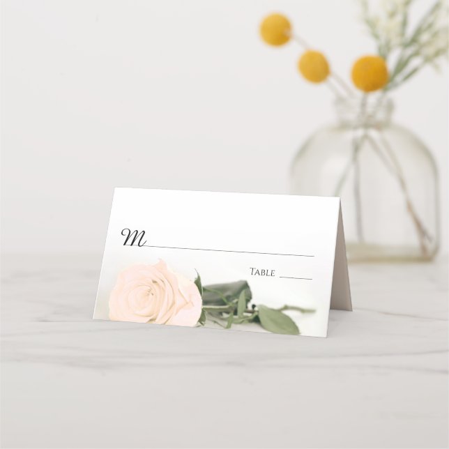 Tarjeta De Asiento Escritura Elegante Rosa De Peach Pale Boda (Anverso)