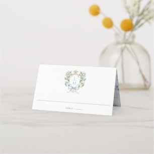 Tarjeta De Asiento Escudo de hoja tradicional con Bow Boda de monog