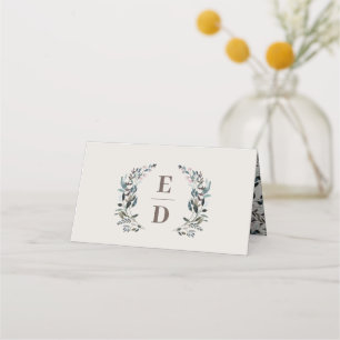 Tarjeta De Asiento Escudo de jardín   Eggshell   Tabla de monograma B