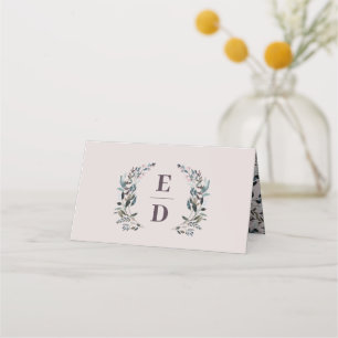 Tarjeta De Asiento Escudo de jardín   Mauve Purple Boda Monograma