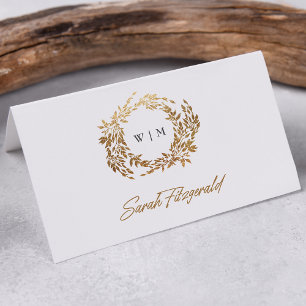 Tarjeta De Asiento Escudo de oro clásico Monograma elegante Invitado