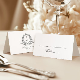 Tarjeta De Asiento Escudo Monograma tradicional Boda Floral Elegante