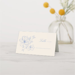Tarjeta De Asiento Escudo Monogramado Delicado Floral Azul
