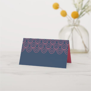 Tarjeta De Asiento Esquema elegante Geométrico rosa y azul