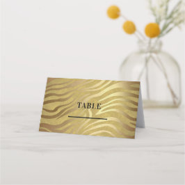 Tarjeta De Asiento Estampado de cebra de bronce dorado Glam safari de