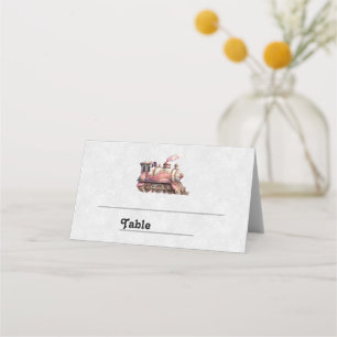 Tarjeta De Asiento Estilo de vintage del tren de vapor rosa