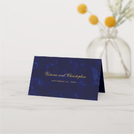 Tarjeta De Asiento Estilo minimalismo moderno guión Boda azul de la m