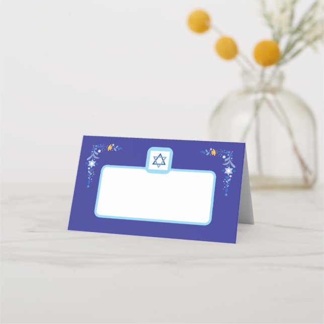 Tarjeta De Asiento Estrella azul judía de David con borde (Anverso)