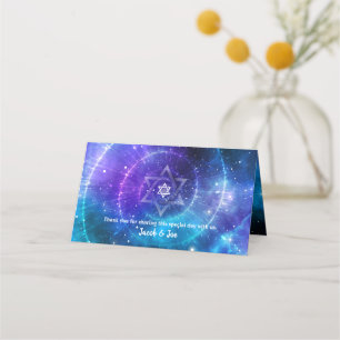 Tarjeta De Asiento Estrella de David Purple Blue Watercolor Galaxy do