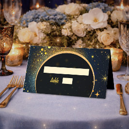 Tarjeta De Asiento Estrellas Azules de Medianoche Luna Halo celestial