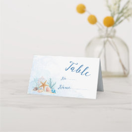Tarjeta De Asiento Ethereal Coastal Romance Seashells Beach Wedding