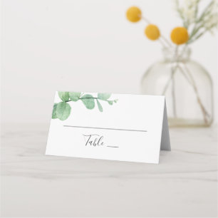Tarjeta De Asiento Eucalipto acuarela. Boda elegante con vegetación