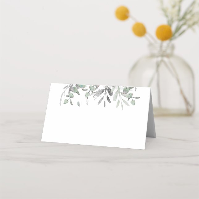 Tarjeta De Asiento Eucalipto de plata deja la vegetación elegante mod (Reverso)