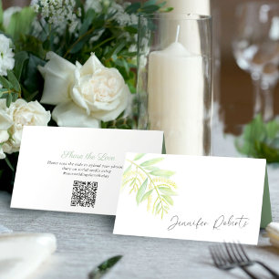 Tarjeta De Asiento Eucalyptus boda de arte verde medios sociales códi