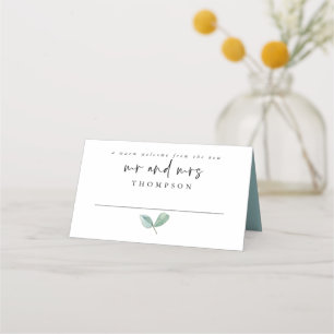 Tarjeta De Asiento Eucalyptus Elegant Script Names Date Boda