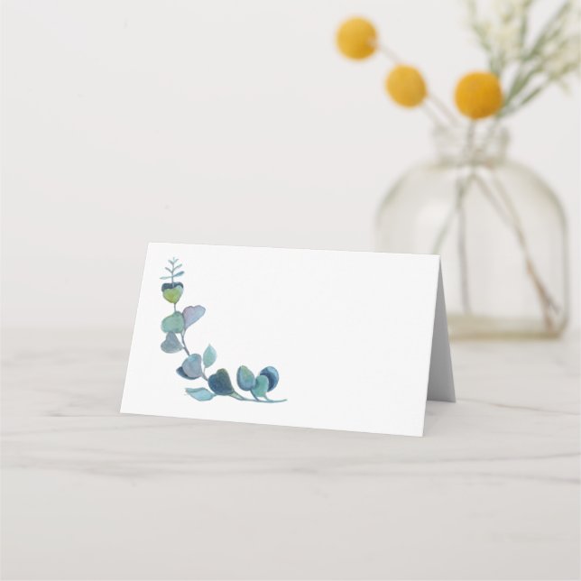 Tarjeta De Asiento Eucalyptus En Blanco Para El Boda Escrito A Mano (Anverso)