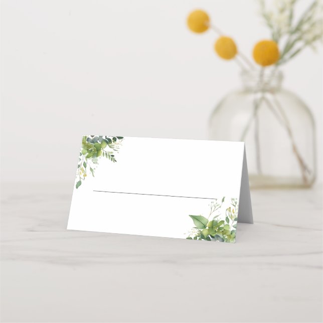 Tarjeta De Asiento Eucalyptus Floral Greenery Elegante Boda (Anverso)