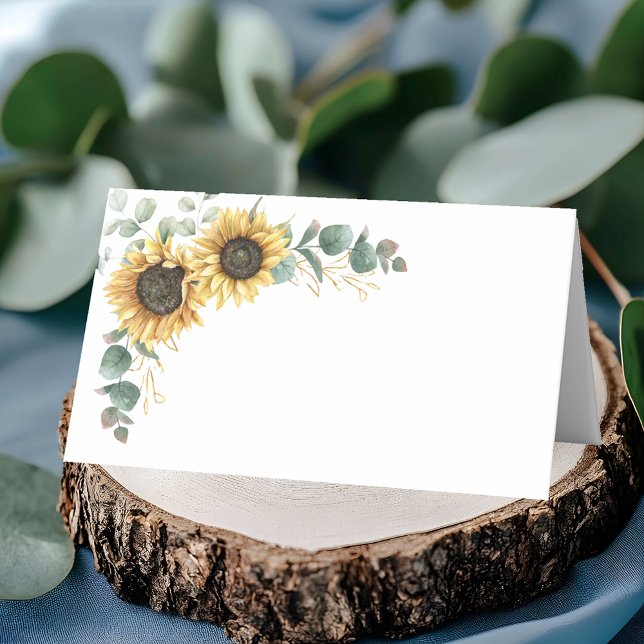 Tarjeta De Asiento Eucalyptus Greenery Floral Sunflower Boda (Eucalyptus Greenery Floral Sunflower Wedding Place Card)