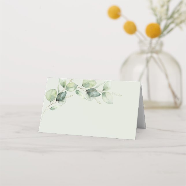 Tarjeta De Asiento Eucalyptus Greenery Succuly Boda Place Card (Anverso)