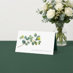 Tarjeta De Asiento Eucalyptus rama hojas verdes nombre boda
