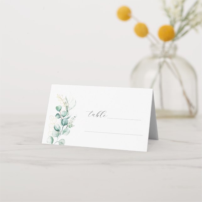Tarjeta De Asiento Eucalyptus Rustic Greenery Sage Boda (Anverso)
