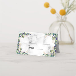 Tarjeta De Asiento Eucalyptus verde mármol nombres boda